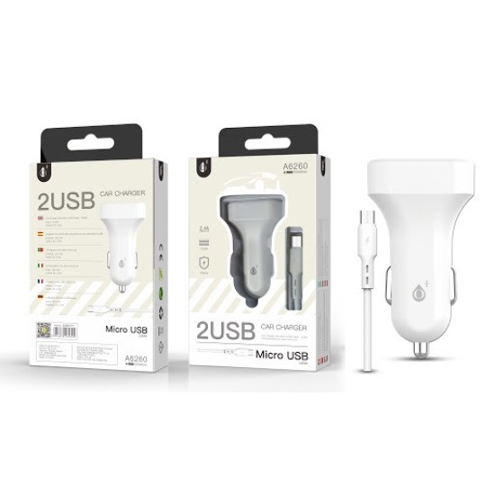 ONE PLUS A6260 CAR LIGHTER CHARGER WITH MICRO USB CABO, 2USB, 2.4A BRANCO ( 2002171 ) ONE PLUS A6260 CAR LIGHTER CHARGER WITH MICRO USB CABO, 2USB, 2.4A BRANCO ( 2002171 )